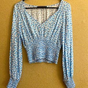 A&F Light Blue Floral Top